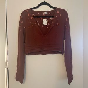 Free People long sleeve cropped top